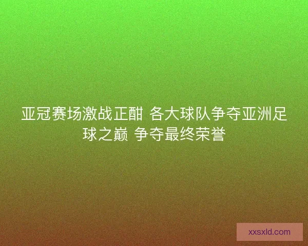 亚冠赛场激战正酣 各大球队争夺亚洲足球之巅 争夺最终荣誉